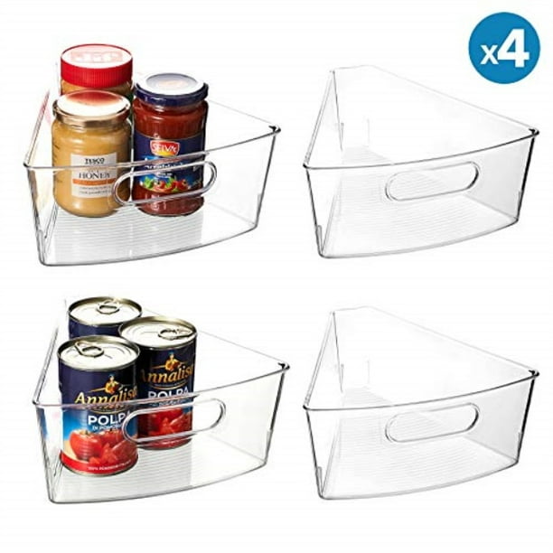 1//4 Wedge Container for Kitchen, iDesign Plastic Lazy Susan Cabinet Storage Bin
